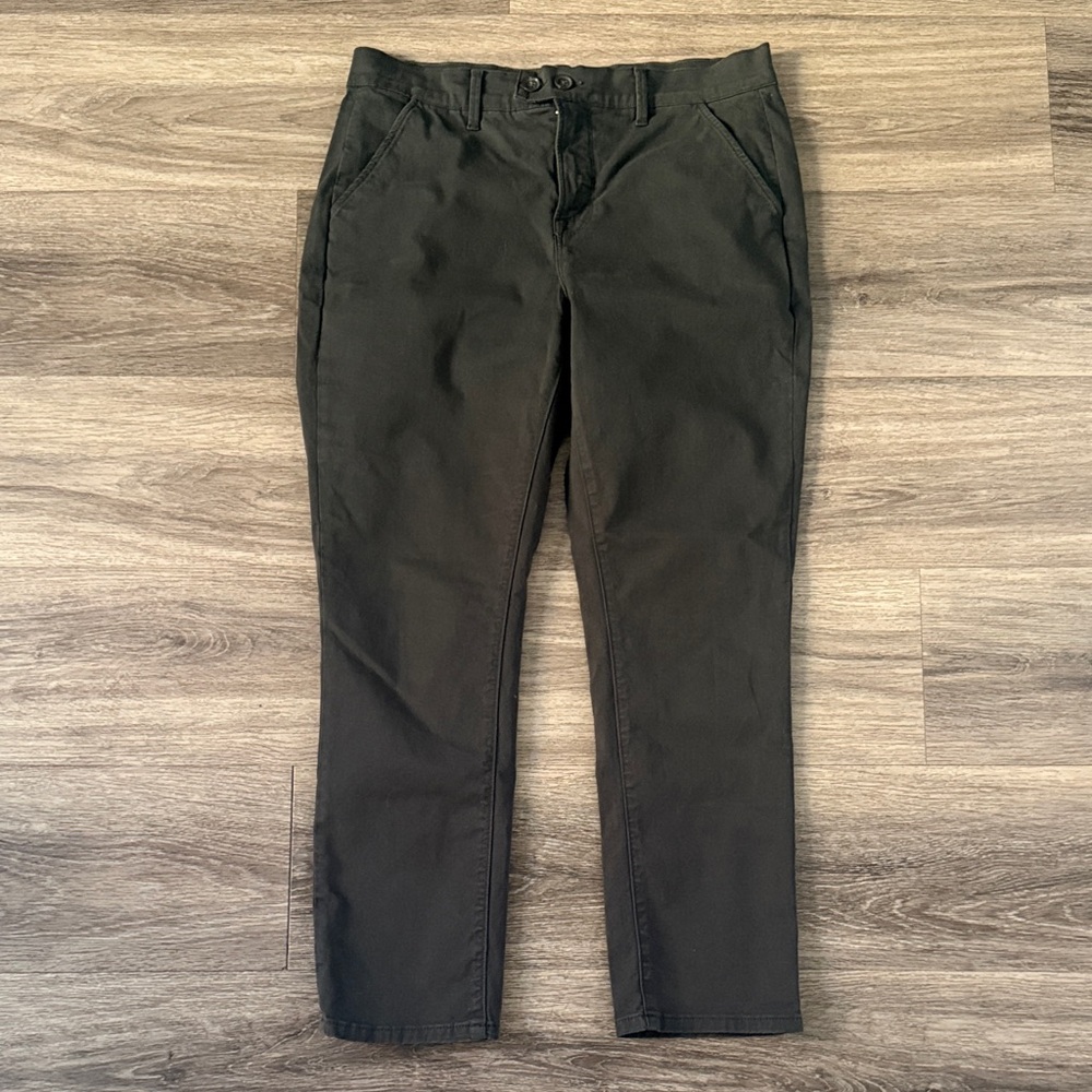 Frame Denim Women's Dark Gray Cropped Pants Size 26 Mid Rise Ankle Dress Cotton